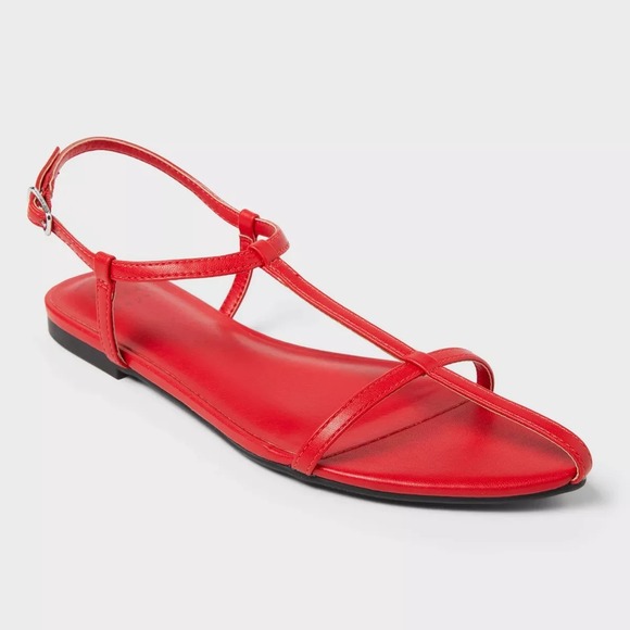 Women's Mylah Ankle Strap Sandals - A New Day Red 7 - Picture 1 of 6